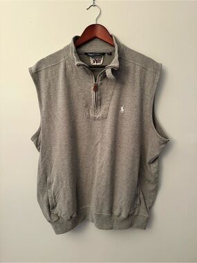 Polo Ralph Lauren Gray Sleeveless Golf Quarter-Zip Sweatshirt Vest Sz XL